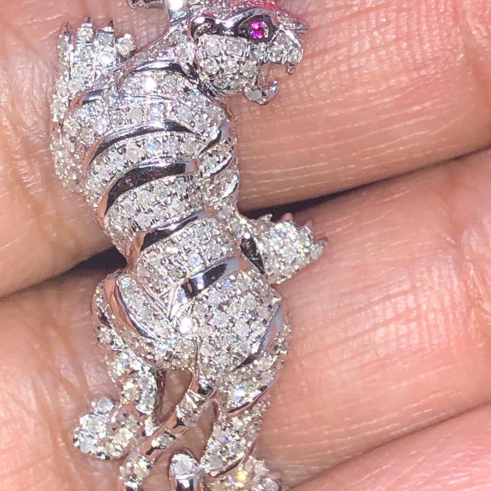 Mesmerizing REAL DIAMOND Custom tiger pendant WOW! - Picture 13 of 15